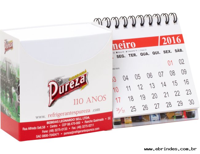 Caixinha de lembrete com 570 folhas e calendrio com 7 lminas