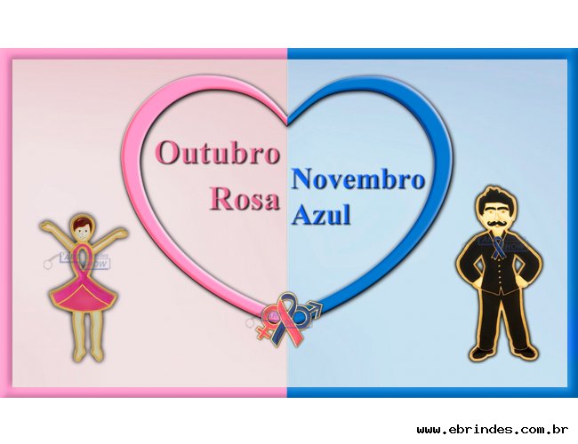 Pins Outubro Rosa Novembro Azul, lao rosa, lao azul