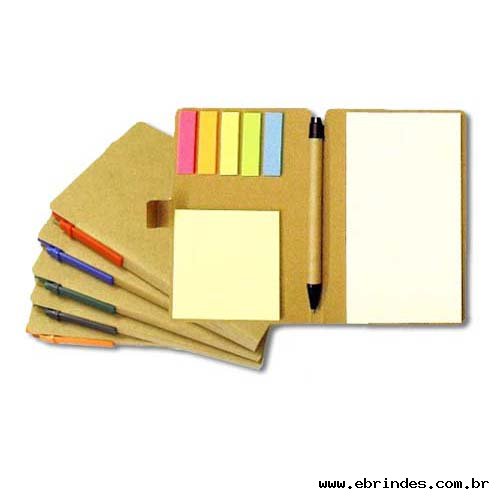 Bloco de anotaes ecolgico com post-its e caneta