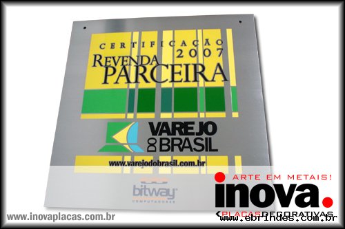 Certificado em ao inox gravado