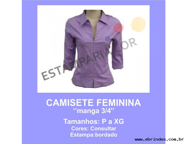 Camisete Feminina Manga 3/4