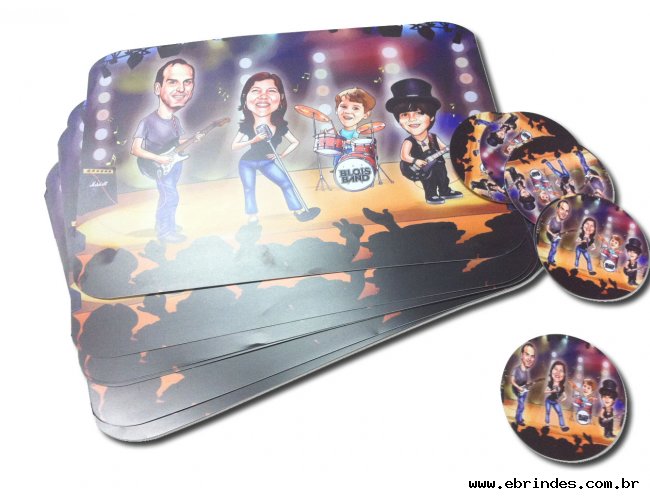 Jogo Americano Personalizado em PVC - Porta Pratos 40 x 25 cm + Porta Copos 8 x 8 cm