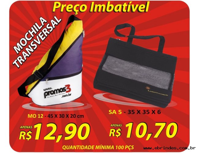 Mochilas Transversal / Sacolas em Nylon inteira ou com telinha