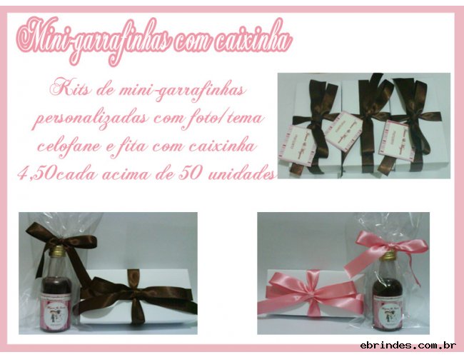 50 kits de mini-garrafinha personalizada  com caixinha