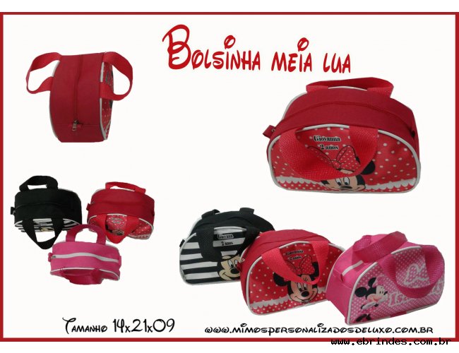 20 Lembrancinhas Bolsinha Personalizada Meia Lua Minnie