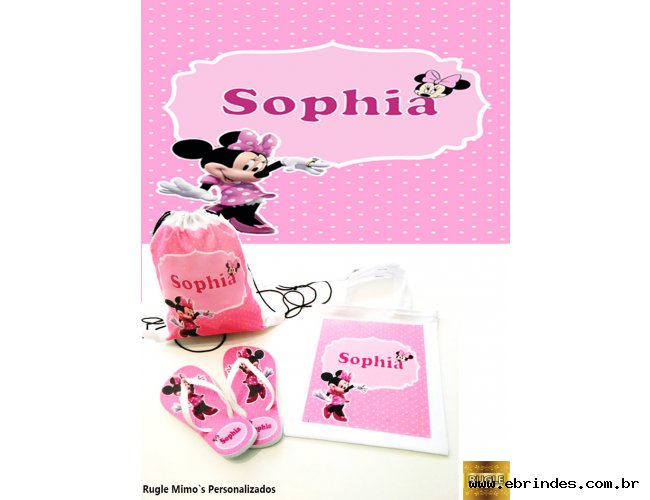 chinelo personalizado e sacolinha ou mochilinha