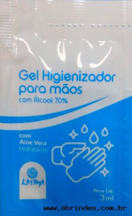 Sachê Gel Higienizador para mãos com Álcool 70% 3 ml. embalagem com (100 Sachês)