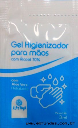 Sach Gel Higienizador para mos com lcool 70% 3 ml. embalagem com (100 Sachs)