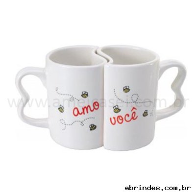 Caneca Dupla Ala de Corao Personalizada