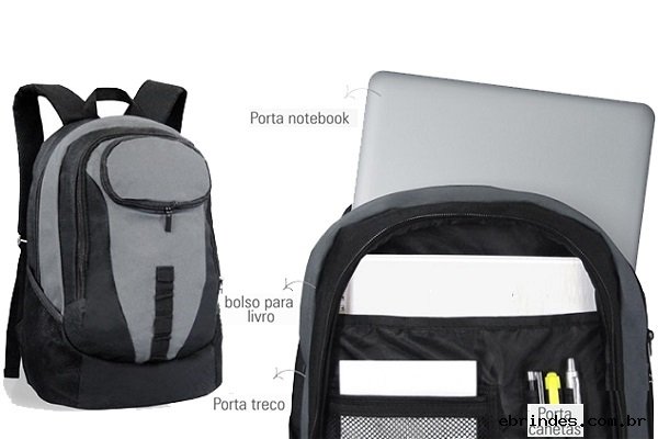 Mochila em poliester com porta Notebook.