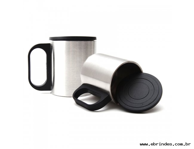 Caneca de Inox com tampa de plstico